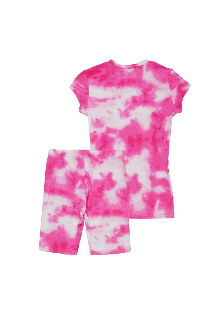 WOMENS ACTIVE SHORT SETS LAILA TIE DYE BIKE SHORT SET-PINK 6 WOMENS ACTIVE SHORT SETS LAILA TIE DYE BIKE SHORT SET-PINK