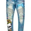 MENS JEANS LANDO PRINTED JEAN-BLUE/RED Denim