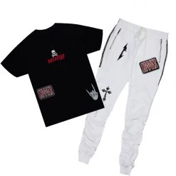 MENS TRACK SETS LINN T-SHIRT TRACK SET-BLACK/WHITE