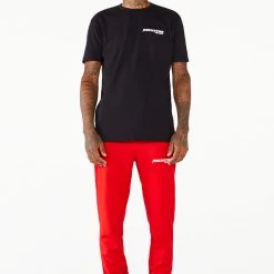 MENS TRACK SETS CHIEF T-SHIRT TRACK SET-RED/BLK