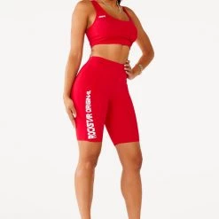 WOMENS ACTIVE SHORT SETS LENA BIKER SET - RED