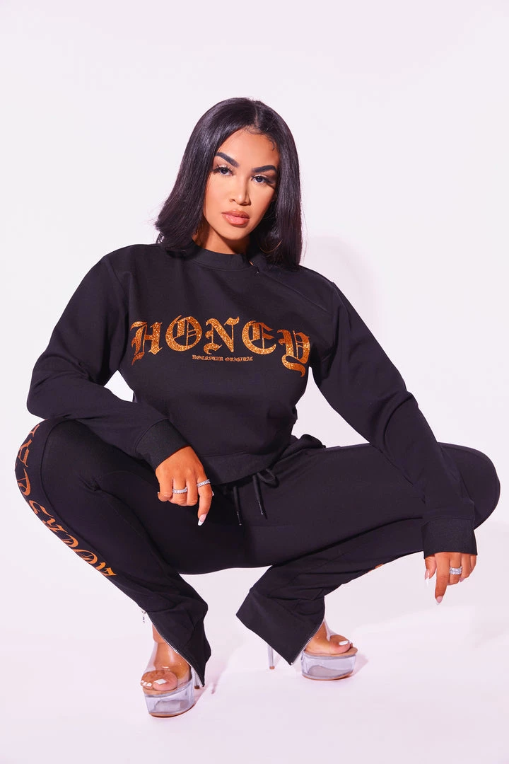 WOMENS TRACK SETS HONEY TRACKSET-BLACK 1 WOMENS TRACK SETS HONEY TRACKSET-BLACK