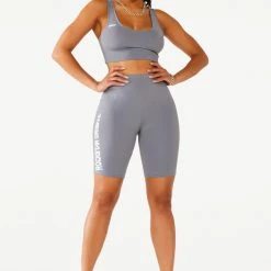 WOMENS ACTIVE SHORT SETS LENA BIKER SET - SILVER