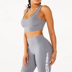 WOMENS ACTIVE SHORT SETS LENA BIKER SET - SILVER