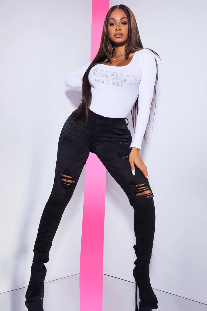 WOMENS JEANS SUPER DISTRESSED SKINNY JEAN-BLACK Best Seller 5 WOMENS JEANS SUPER DISTRESSED SKINNY JEAN-BLACK Best Seller