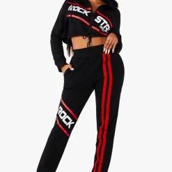 WOMENS TRACK SETS NICKI HOODIE SET - BLACK
