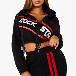 WOMENS TRACK SETS NICKI HOODIE SET - BLACK 12 WOMENS TRACK SETS NICKI HOODIE SET - BLACK