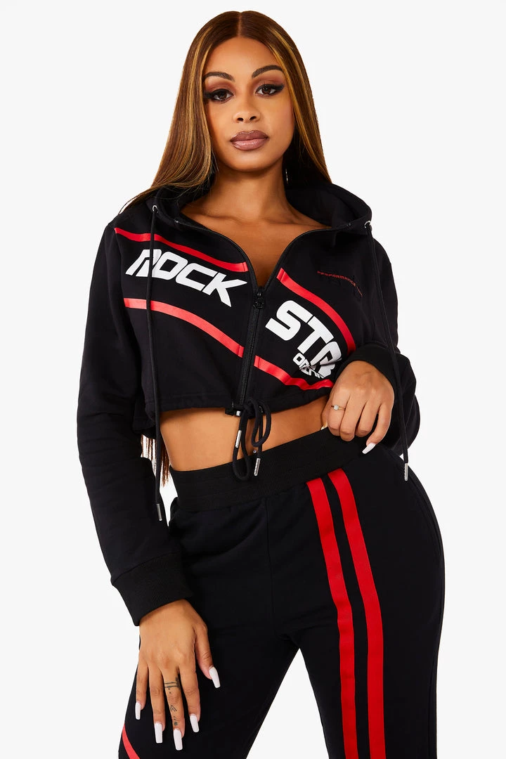 WOMENS TRACK SETS NICKI HOODIE SET - BLACK 4 WOMENS TRACK SETS NICKI HOODIE SET - BLACK