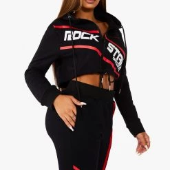 WOMENS TRACK SETS NICKI HOODIE SET - BLACK 13 WOMENS TRACK SETS NICKI HOODIE SET - BLACK