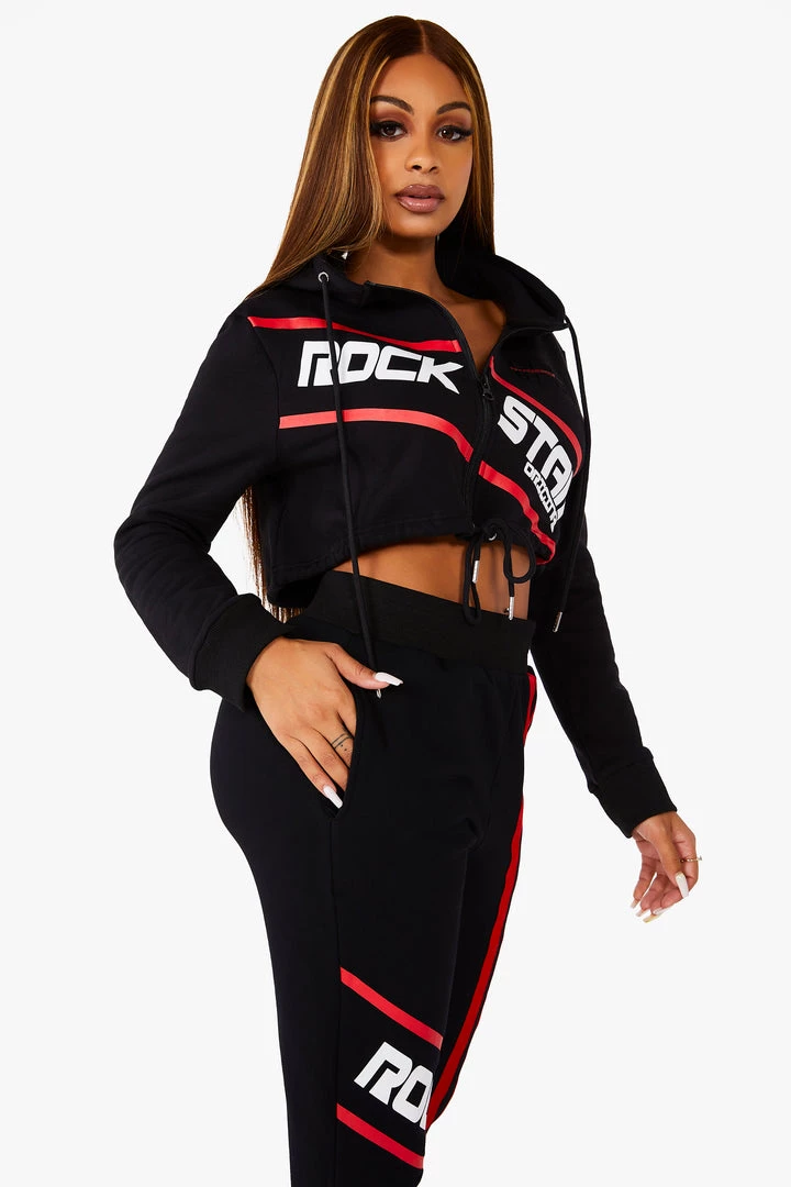WOMENS TRACK SETS NICKI HOODIE SET - BLACK 5 WOMENS TRACK SETS NICKI HOODIE SET - BLACK