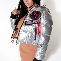 WOMENS OUTERWEAR ZENNI PUFFER JACKET-SILVER Best Seller