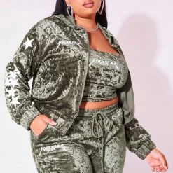 WOMENS TRACK SETS STARGIRL-C MATCHING PANT SET-OLIVE 11 WOMENS TRACK SETS STARGIRL-C MATCHING PANT SET-OLIVE