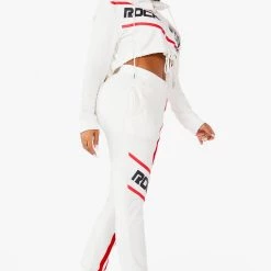 WOMENS TRACK SETS NICKI HOODIE SET - WHITE