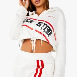 WOMENS TRACK SETS NICKI HOODIE SET - WHITE