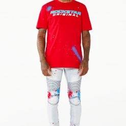 MENS JEANS SABLE PRINTED JEAN-RED