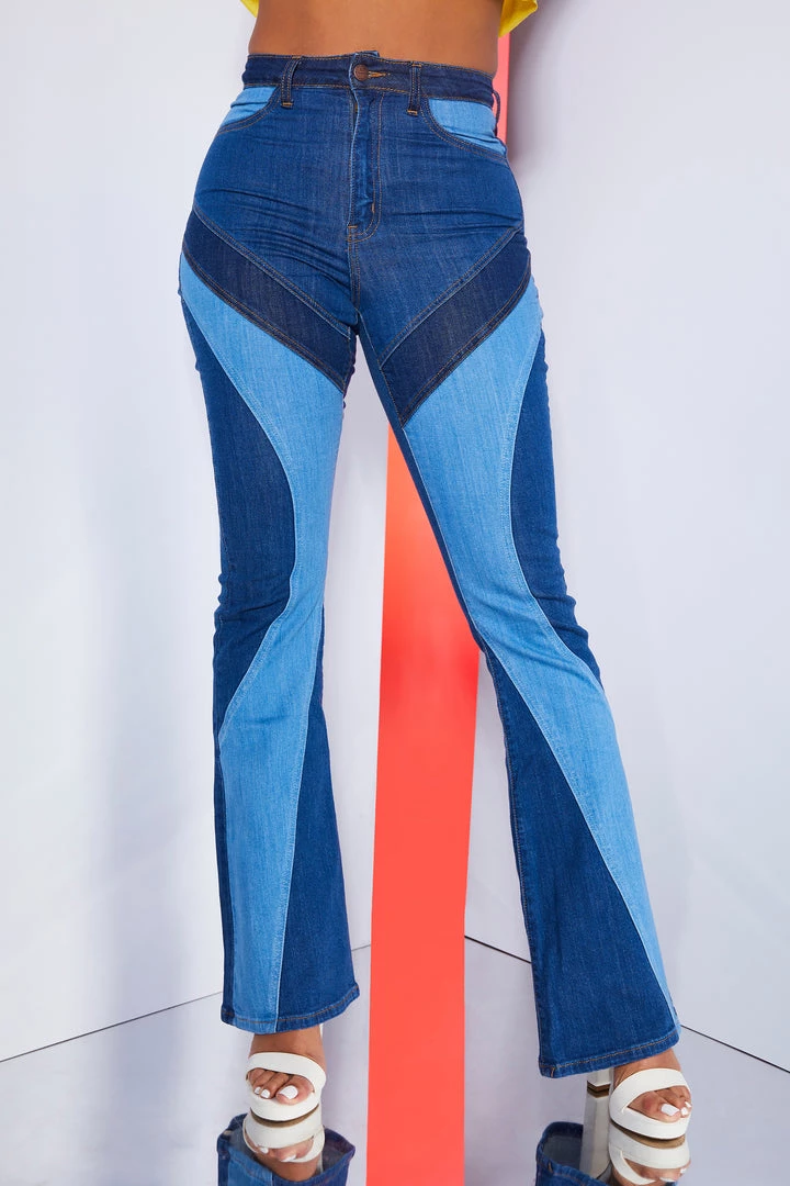 WOMENS JEANS Best Seller 70S PATCHWORK FLARE JEAN-MEDIUM WASH 2 WOMENS JEANS Best Seller 70S PATCHWORK FLARE JEAN-MEDIUM WASH