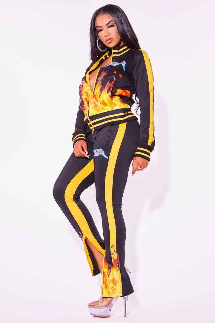 WOMENS TRACK SETS MILLIE TRACKSET - BLACK/YELLOW 3 WOMENS TRACK SETS MILLIE TRACKSET - BLACK/YELLOW