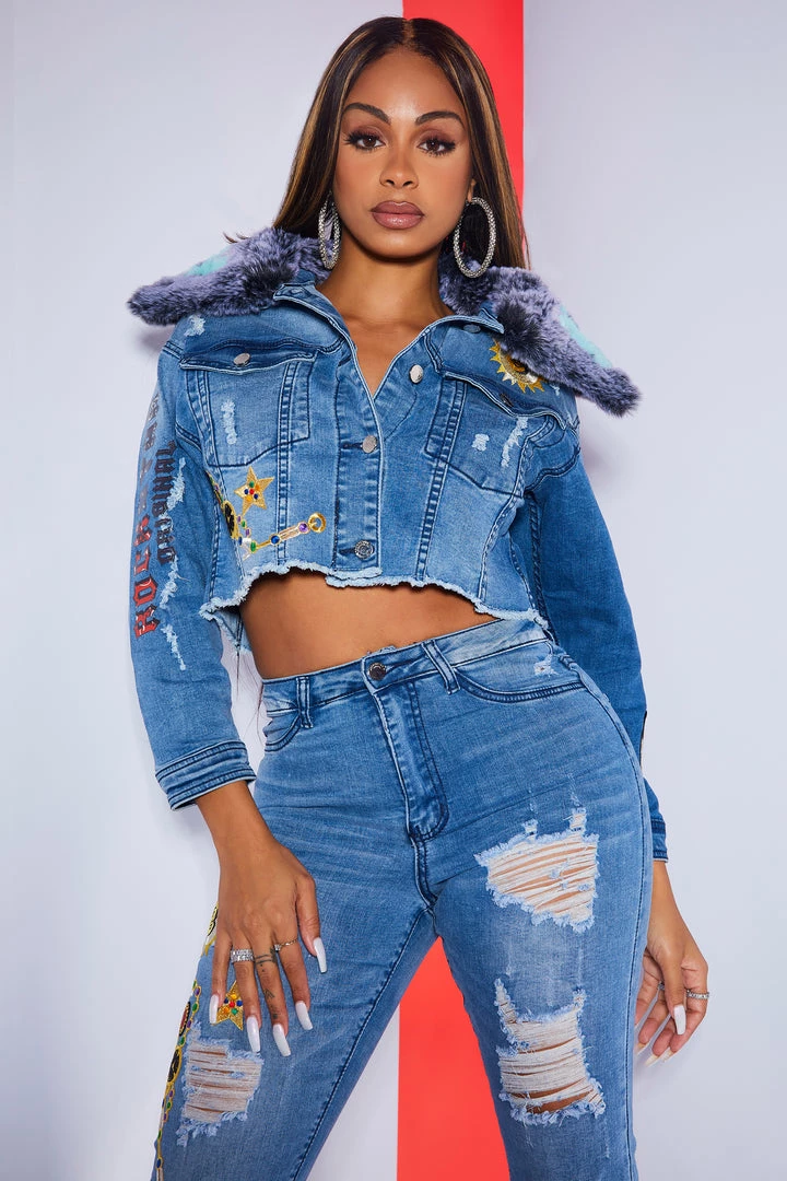 WOMENS JACKETS ADONYSS DENIM JACKET-MED. WASH 1 WOMENS JACKETS ADONYSS DENIM JACKET-MED. WASH