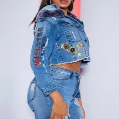 WOMENS JACKETS ADONYSS DENIM JACKET-MED. WASH