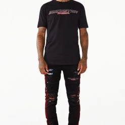 MENS TEES Tops BRUM PRINTED T-SHIRT-BLACK