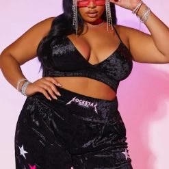 WOMENS TRACK SETS KATYA-C MATCHING PANT SET-BLACK