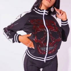 WOMENS TRACK SETS SKULL TRACKSET-BLACK/WHITE