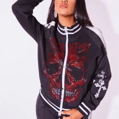 WOMENS TRACK SETS SKULL TRACKSET-BLACK/WHITE