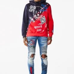 MENS JEANS SNOH PRINTED DENIM JEAN- BLACK/RED