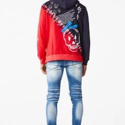 MENS JEANS SNOH PRINTED DENIM JEAN- BLACK/RED