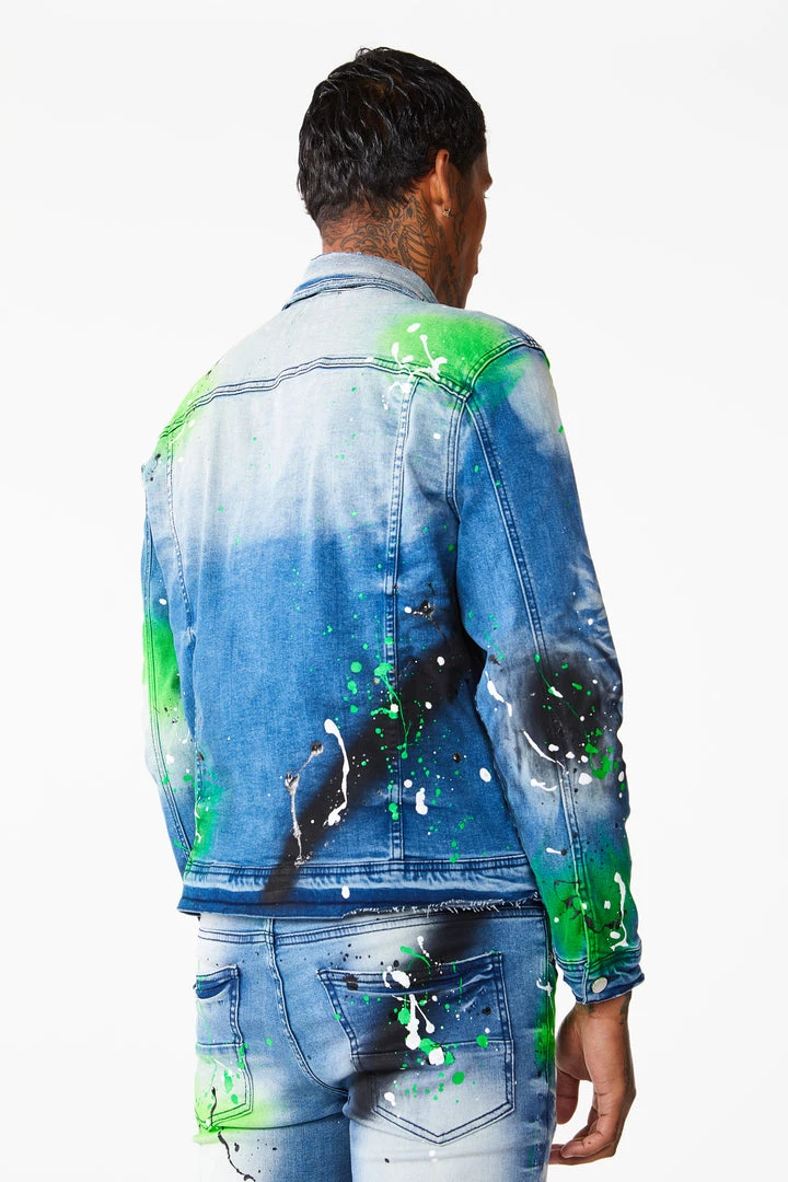 MENS DENIM JACKETS BLINK PAINTER JACKET- GREEN 6 MENS DENIM JACKETS BLINK PAINTER JACKET- GREEN