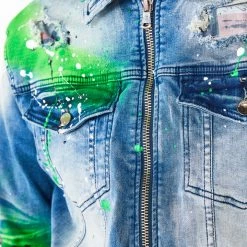MENS DENIM JACKETS BLINK PAINTER JACKET- GREEN 11 MENS DENIM JACKETS BLINK PAINTER JACKET- GREEN