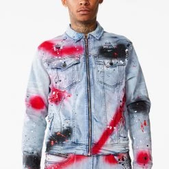 MENS DENIM JACKETS BLINK PAINTER JACKET- RED