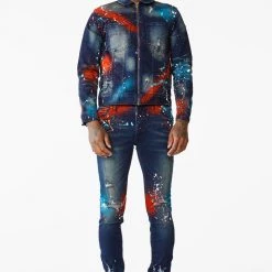 MENS DENIM JACKETS BLINK PAINTER JACKET- ORANGE 15 MENS DENIM JACKETS BLINK PAINTER JACKET- ORANGE