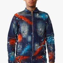 MENS DENIM JACKETS BLINK PAINTER JACKET- ORANGE
