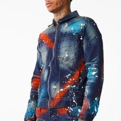 MENS DENIM JACKETS BLINK PAINTER JACKET- ORANGE 14 MENS DENIM JACKETS BLINK PAINTER JACKET- ORANGE