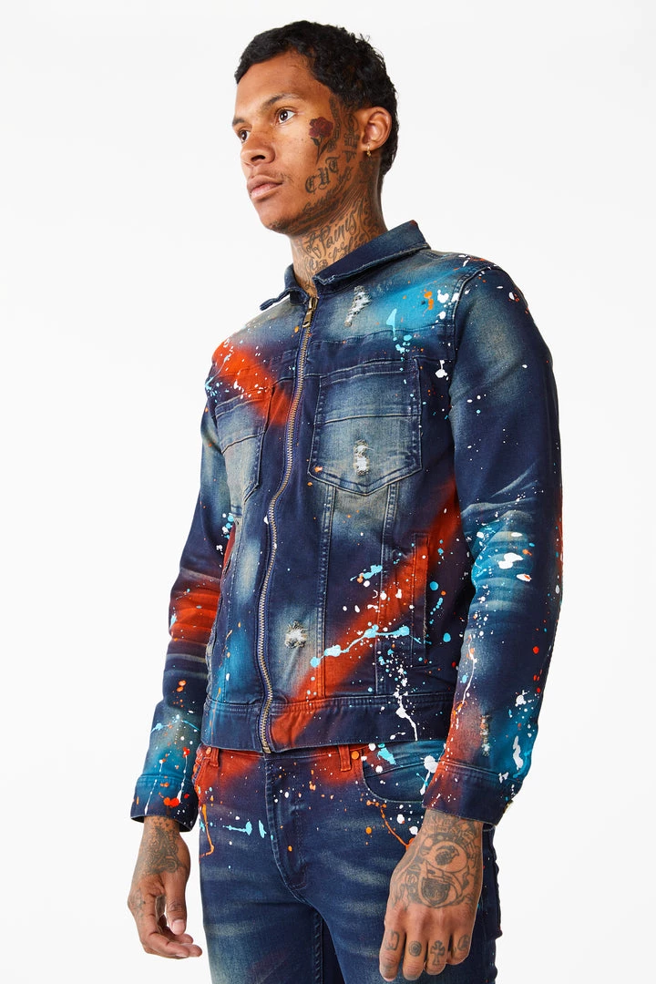 MENS DENIM JACKETS BLINK PAINTER JACKET- ORANGE 7 MENS DENIM JACKETS BLINK PAINTER JACKET- ORANGE