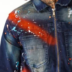 MENS DENIM JACKETS BLINK PAINTER JACKET- ORANGE 10 MENS DENIM JACKETS BLINK PAINTER JACKET- ORANGE