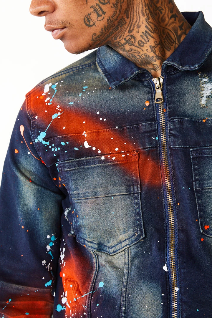 MENS DENIM JACKETS BLINK PAINTER JACKET- ORANGE 3 MENS DENIM JACKETS BLINK PAINTER JACKET- ORANGE
