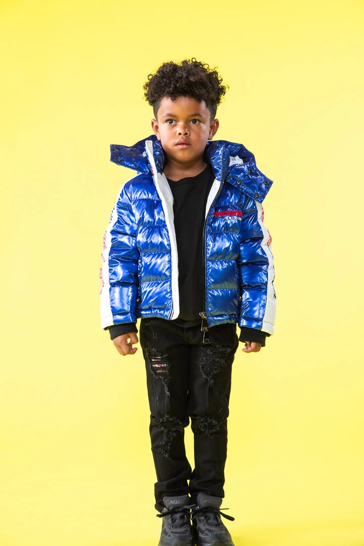 BOYS OUTERWEAR Kids Metallic Royal Blue Alasia Puffer Jacket 9 BOYS OUTERWEAR Kids Metallic Royal Blue Alasia Puffer Jacket
