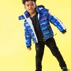 BOYS OUTERWEAR Kids Metallic Royal Blue Alasia Puffer Jacket 19 BOYS OUTERWEAR Kids Metallic Royal Blue Alasia Puffer Jacket