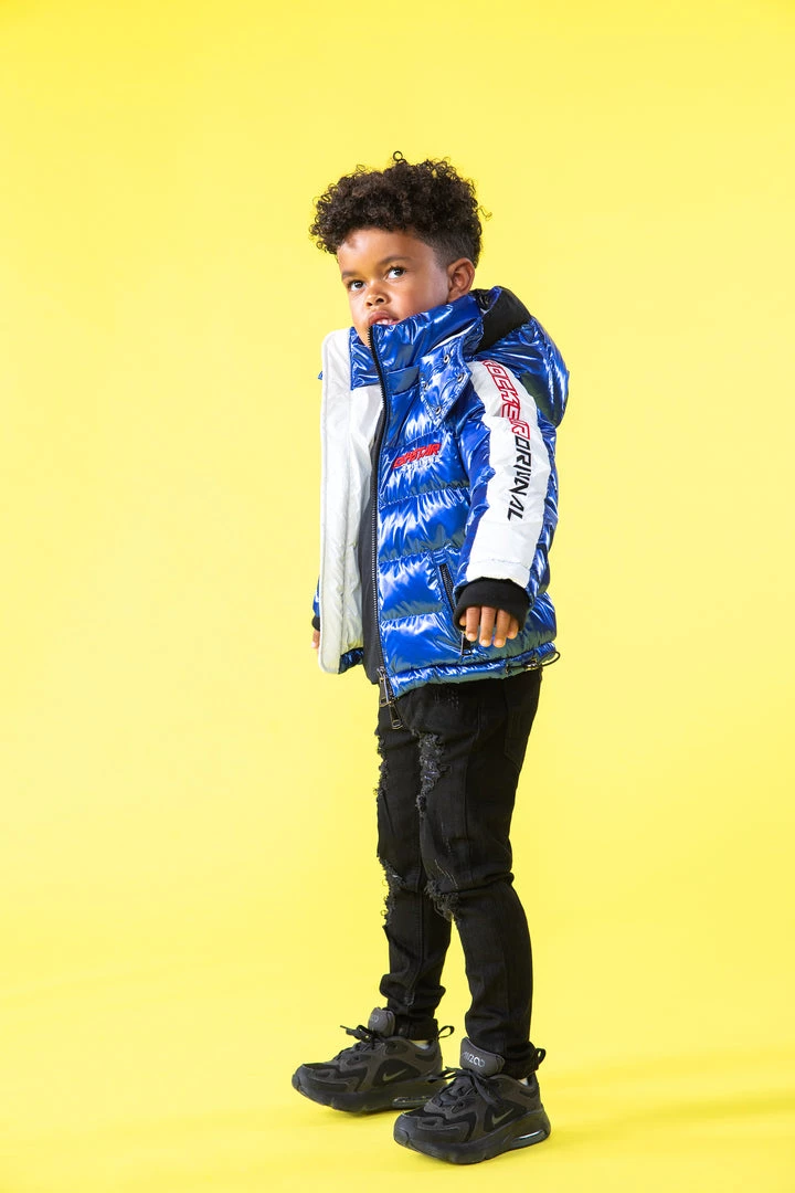 BOYS OUTERWEAR Kids Metallic Royal Blue Alasia Puffer Jacket 10 BOYS OUTERWEAR Kids Metallic Royal Blue Alasia Puffer Jacket