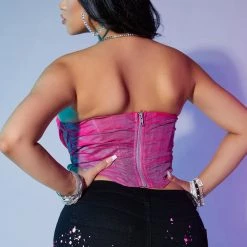 WOMENS TOPS MARIE STRAPLESS TOP-FUCHSIA