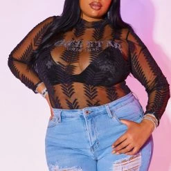 WOMENS TOPS VIRAL-C BODYSUIT-BLACK Best Seller