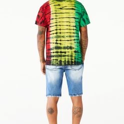 MENS TEES RASTA TIE DYE T-SHIRT- GREEN COMBO