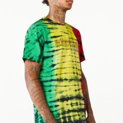 MENS TEES RASTA TIE DYE T-SHIRT- GREEN COMBO