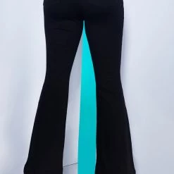 WOMENS JEANS DESTROYED HEM FLARE JEAN-BLACK