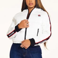 WOMENS OUTERWEAR JACKEY PUFFER JACKET - WHITE
