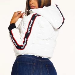 WOMENS OUTERWEAR JACKEY PUFFER JACKET - WHITE