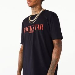 MENS TEES OCTAVIO PRINTED T-SHIRT- BLACK