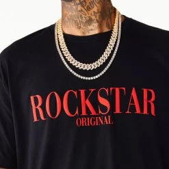 MENS TEES OCTAVIO PRINTED T-SHIRT- BLACK